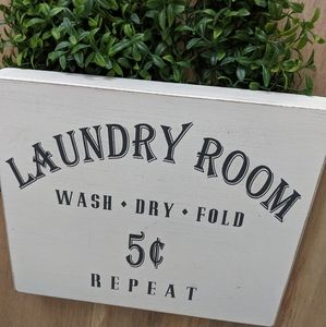 Laundry Room Wooden Sign Wash Dry Fold Repeat